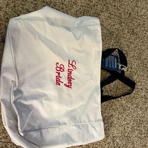 White Bride tote bag - personalized with Lindsey